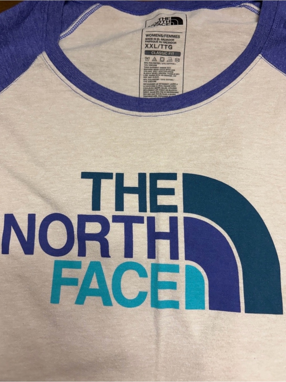 The North Face White Tee with Blue & Teal Logo